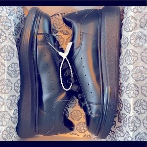 Alexander McQueen Men's Oversized Larry Patent Leather Low-Top Sneakers